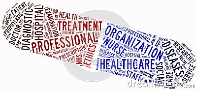 Word cloud NHS or public health service related Stock Photo