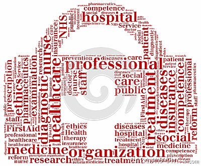 Word cloud NHS or public health service related Stock Photo