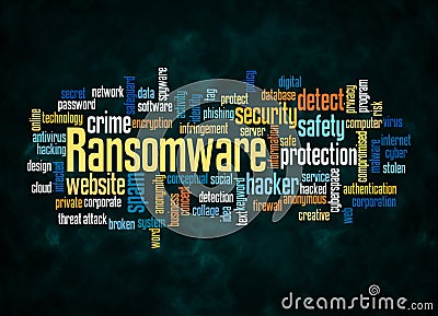 Word Cloud with RANSOMWARE concept create with text only Stock Photo