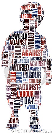 Word cloud related to World Day Against Child Labour Stock Photo