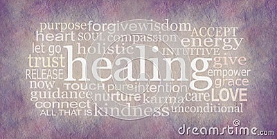 Holistic Healer`s Healing Word Cloud Artwork Banner Stock Photo