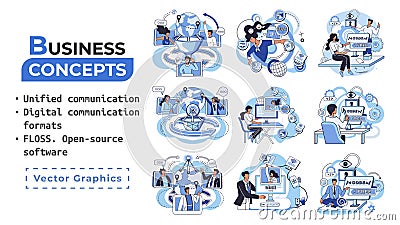Word cloud of software related items. Digital communication formats, floss, open source software Stock Photo