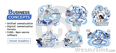 Word cloud of software related items. Digital communication formats, floss, open source software Vector Illustration