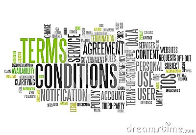 Word Cloud Terms and Conditions Stock Photo