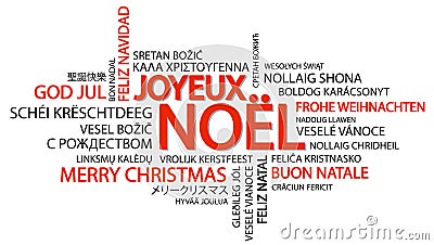 Word cloud Merry Christmas (in French) Vector Illustration