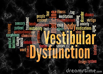 Word Cloud with VESTIBULAR DYSFUNCTION concept create with text only Stock Photo