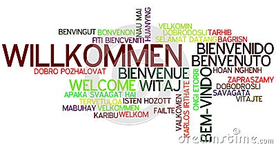 Word Cloud Willkommen Stock Photo