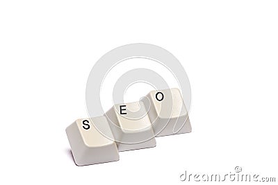 Word collected from computer keypad buttons SEO isolated Stock Photo