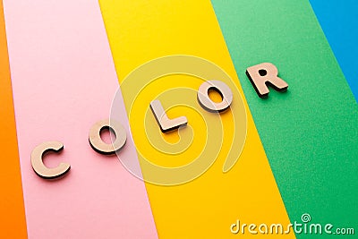 Word Color on bright colorful background Stock Photo