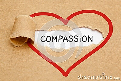 Word Compassion Heart Torn Paper Concept Stock Photo