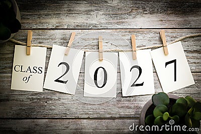 The Word 2027 Concept Printed on Cards Stock Photo