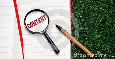 Word CONTENT written on notebook red letters Stock Photo
