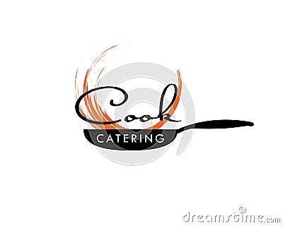 Word cook fire flame food restaurant chef logo 2 Vector Illustration