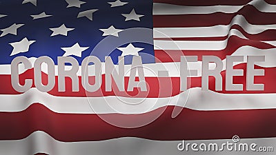 Word corona free on Usa flag for corona virus content 3d rendering Stock Photo