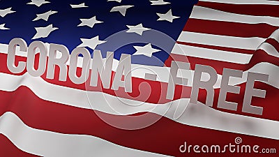 Word corona free on Usa flag for corona virus content 3d rendering Stock Photo