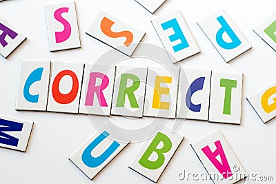 Word correct made of colorful letters Stock Photo