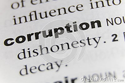 The Word Corruption Close Up Stock Photo