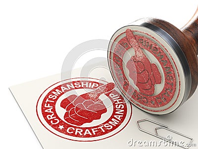 Word craftsmanship printed on a paper sheet with a rubber stamp Cartoon Illustration