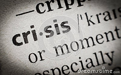 Word crisis, glossary, macro Stock Photo