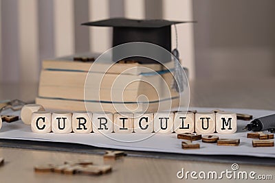 Word CURRICULUM composed of wooden dices Stock Photo