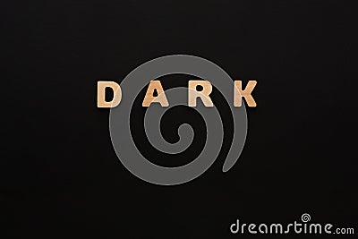 Word Dark on black background Stock Photo