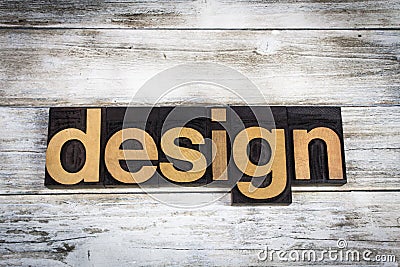 Design Letterpress Word on Wooden Background Stock Photo