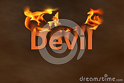 Devil in Fire Cartoon Illustration