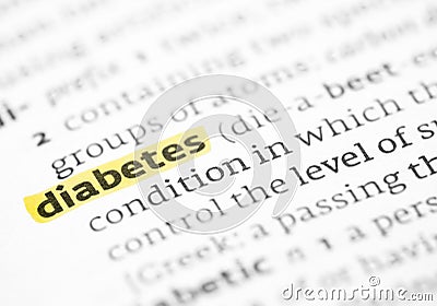 The word diabetes in a dictionary Stock Photo