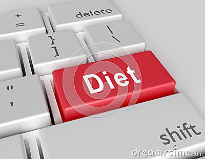 Word Diet is written on a computer keyboard. Conceptual image on a computer key Enter Stock Photo