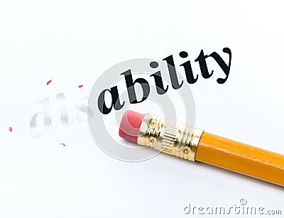 Word disability ability Stock Photo