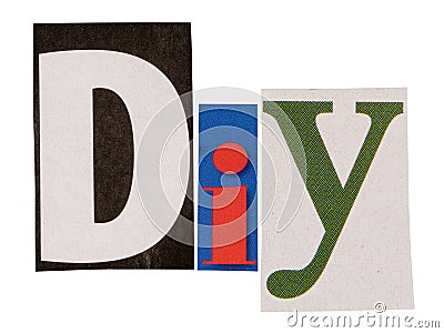The word diy made from cutout letters Stock Photo