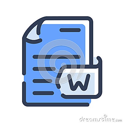 Word document file paper docs format single isolated icon with dash or dashed line style Stock Photo