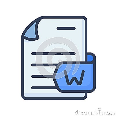 Word document file paper docs format single isolated icon with filled line style Cartoon Illustration