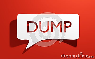 the word dump is cut out of paper in the form of a message, as a symbol of a sharp drop in the stock market, cryptocurrencies, Stock Photo
