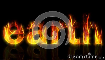 The word earth written with fire Stock Photo