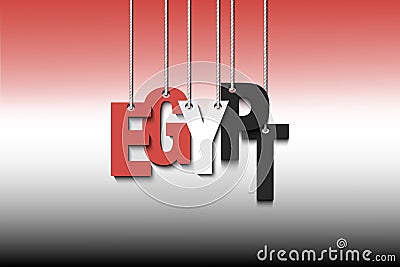 The word Egypt hang on the ropes Vector Illustration