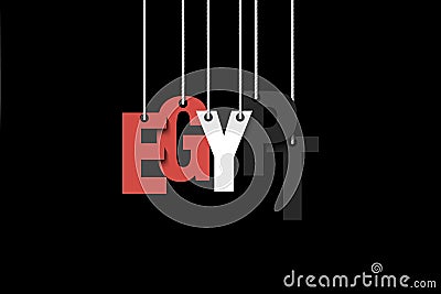 The word Egypt hang on the ropes Vector Illustration