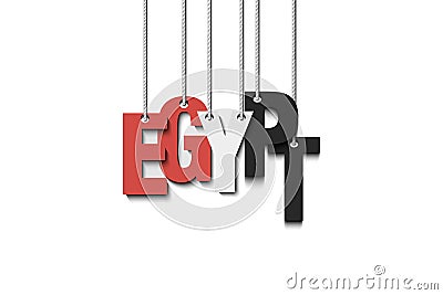 The word Egypt hang on the ropes Vector Illustration