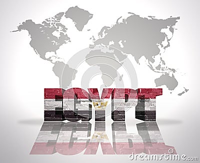 Word Egypt on a world map background Stock Photo