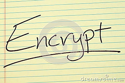 Encrypt On A Yellow Legal Pad Stock Photo