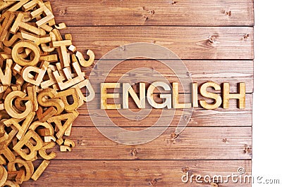 Word english made with wooden letters Stock Photo