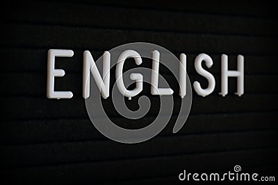 The word English on a Notice Board Stock Photo