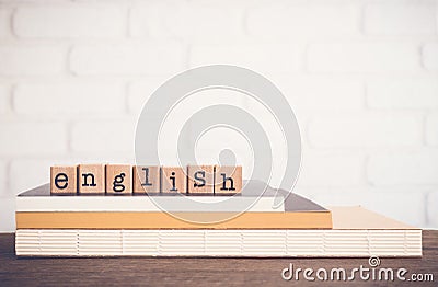 The word English and copy space background. Stock Photo