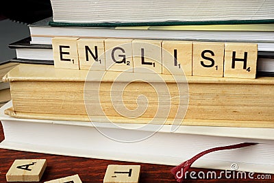 Word English from wooden blocks Stock Photo