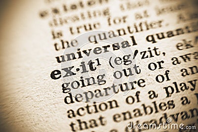 The word Exit in the dictionary Stock Photo