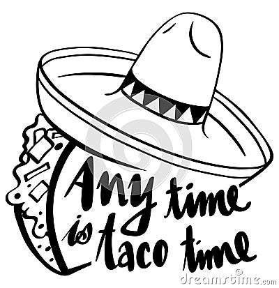 Word expression for anytime is taco time Vector Illustration