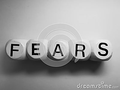 Word fears spelled on dice Stock Photo