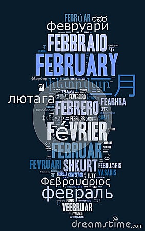 Word February in different languages Stock Photo