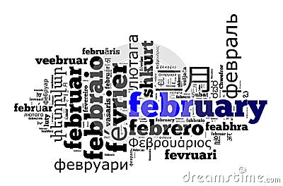 Word February in different languages Stock Photo