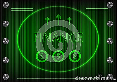 Word `finance` on a green background Vector Illustration